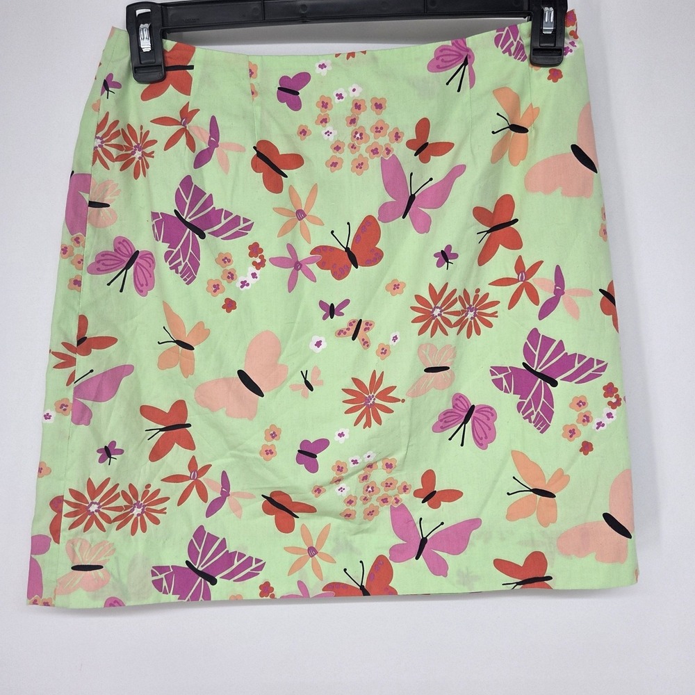 Vtg Lilly Pulitzer Bonjour Skirt 8 Butterfly Tiger Green‎ Pink